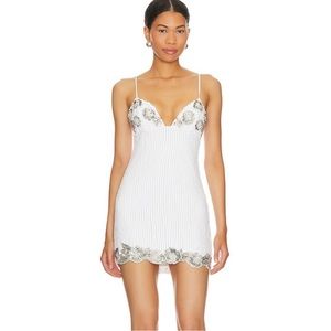 Cal Embellished Mini Dress in White Bridal Bachelorette White Dress Bride